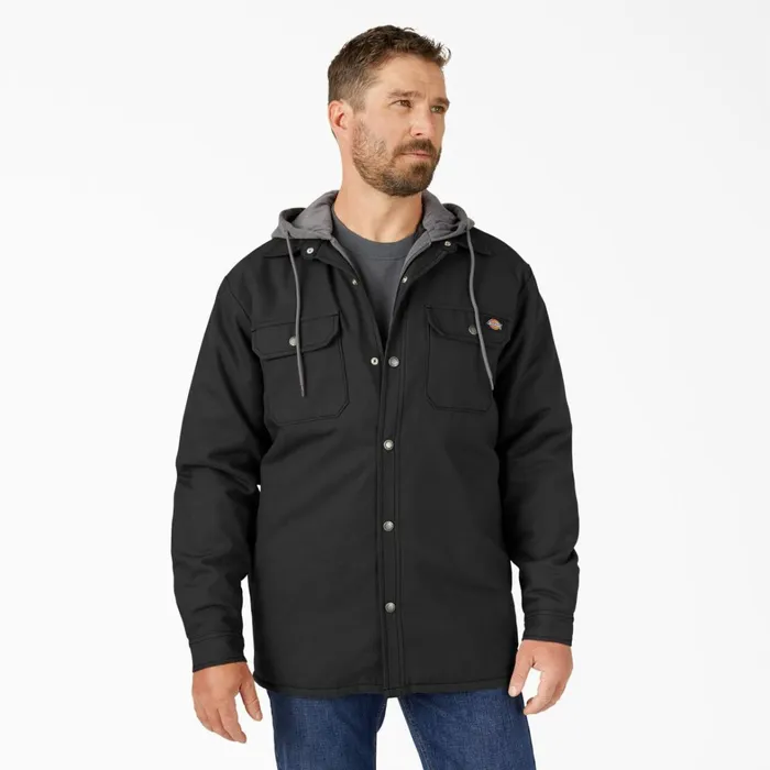 Dickies Outerwear Water Repellent Duck Hooded Shirt Jacket Black Black bk 8211 Men