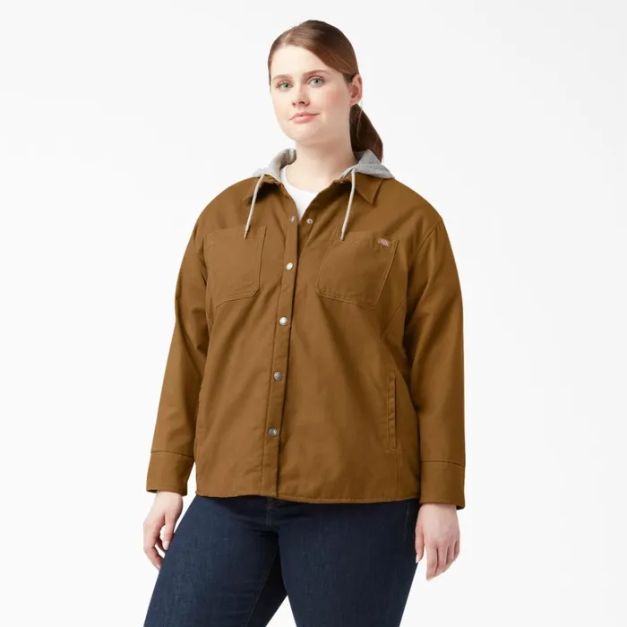 Dickies Shirt Jackets Womens Plus Duck Hooded Shirt Jacket Brown Duck Brown Duck bd 8211 Women Dickies Shirt Jackets Womens Plus Duck Hooded Shirt Jacket Brown Duck Brown Duck bd 8211 Women
