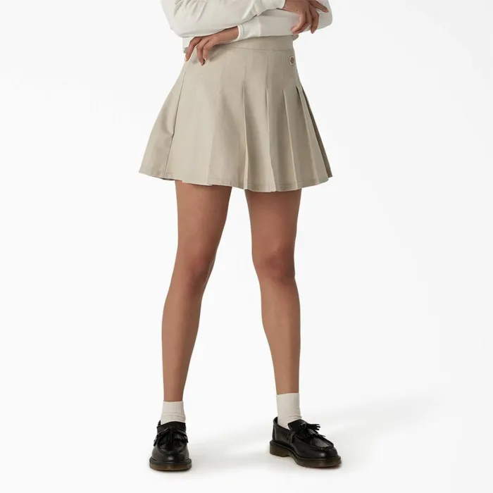 Dickies Skirts and Dresses Women039s Twill Pleated Skirt Stone Stone st 8211 Women