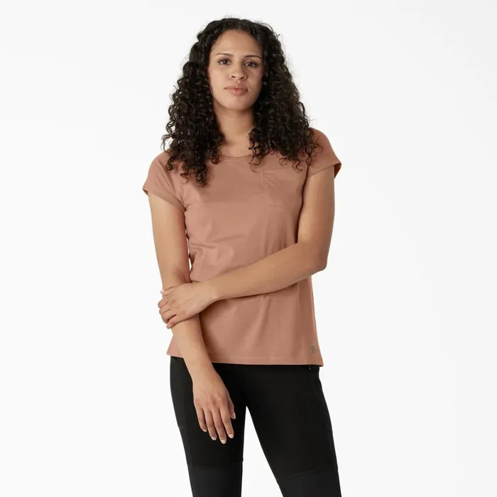 Dickies TShirts Women039s Cooling Short Sleeve Pocket TShirt Cork Single Dye Heather Cork Single Dye Heather c2k 8211 Women