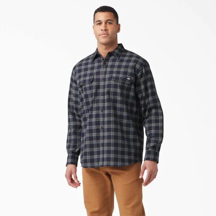 Dickies Work Shirts FLEX Long Sleeve Flannel Shirt Ink NavyChocolate Brown Plaid Ink Navychocolate Brown Plaid b1r 8211 Men Dickies Work Shirts FLEX Long Sleeve Flannel Shirt Ink NavyChocolate Brown Plaid Ink Navychocolate Brown Plaid b1r 8211 Men