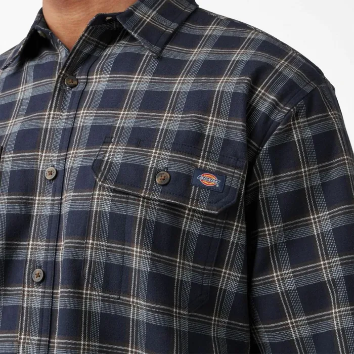Dickies Work Shirts FLEX Long Sleeve Flannel Shirt Ink NavyChocolate Brown Plaid Ink Navychocolate Brown Plaid b1r 8211 Men Dickies Work Shirts FLEX Long Sleeve Flannel Shirt Ink NavyChocolate Brown Plaid Ink Navychocolate Brown Plaid b1r 8211 Men