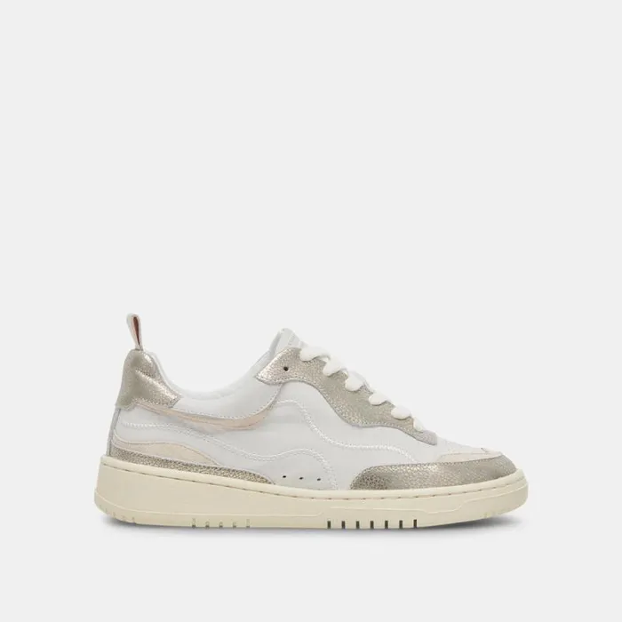 Dolce Vita Adella Sneakers White Gold Leather Women Sneakers