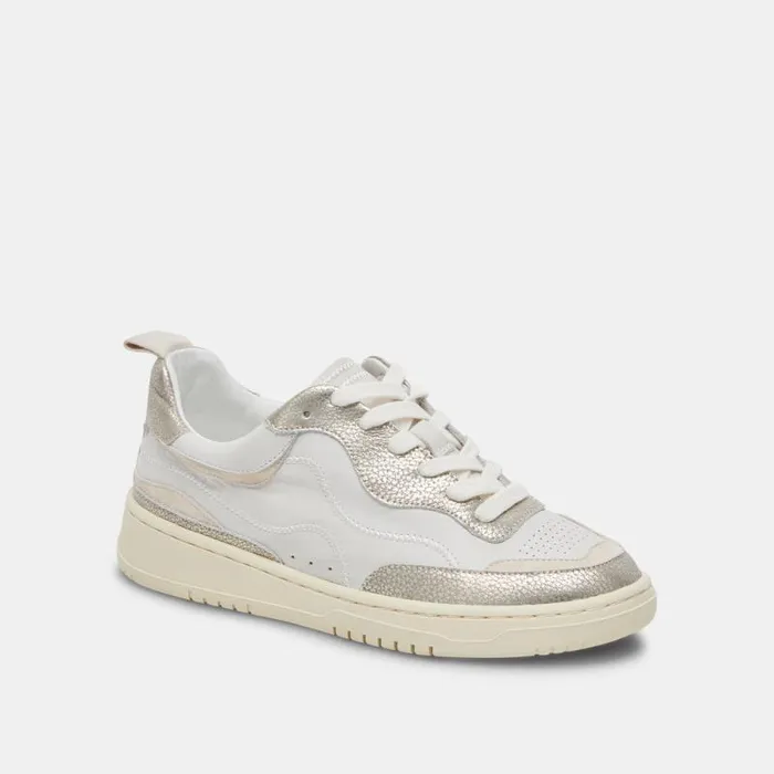 Dolce Vita Adella Sneakers White Gold Leather Women Sneakers