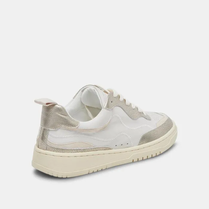 Dolce Vita Adella Sneakers White Gold Leather Women Sneakers