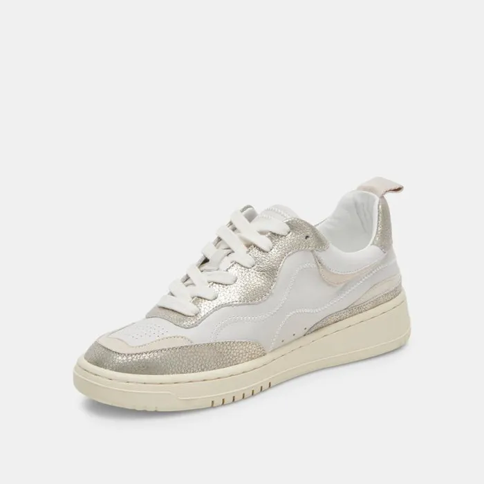Dolce Vita Adella Sneakers White Gold Leather Women Sneakers