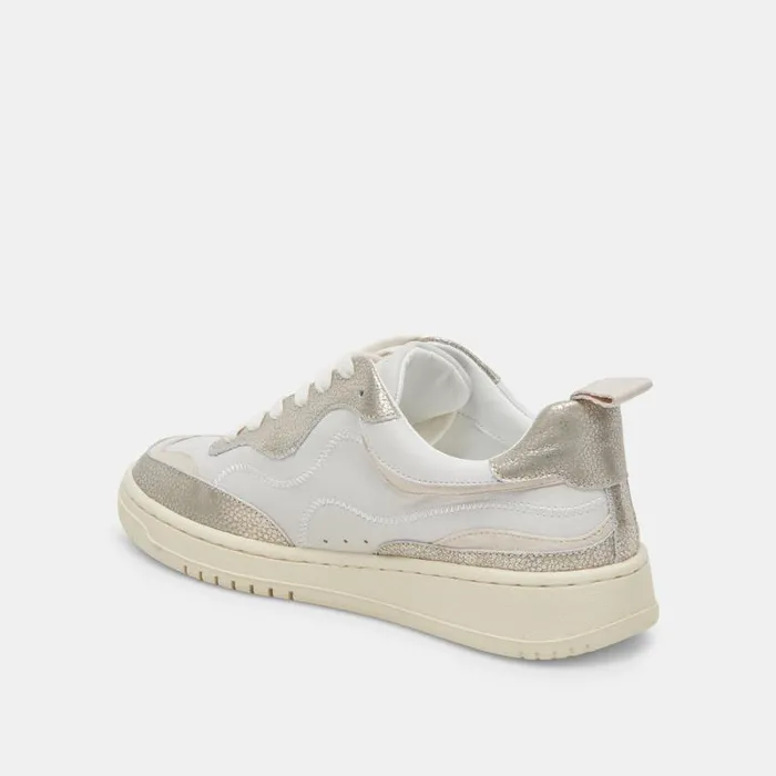 Dolce Vita Adella Sneakers White Gold Leather Women Sneakers