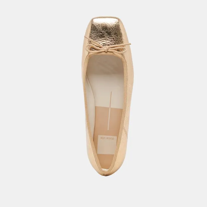 Dolce Vita Anisa Ballet Flats Gold Distressed Leather Women Flats and Loafers