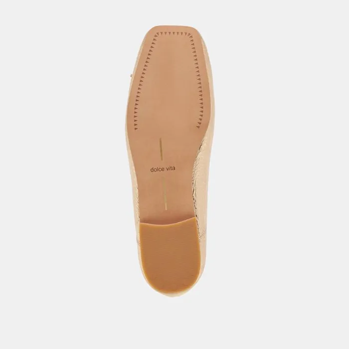Dolce Vita Anisa Ballet Flats Gold Distressed Leather Women Flats and Loafers