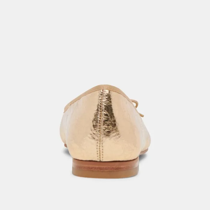 Dolce Vita Anisa Ballet Flats Gold Distressed Leather Women Flats and Loafers