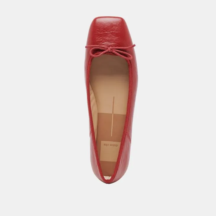Dolce Vita Anisa Ballet Flats Red Crinkle Patent Women Flats and Loafers