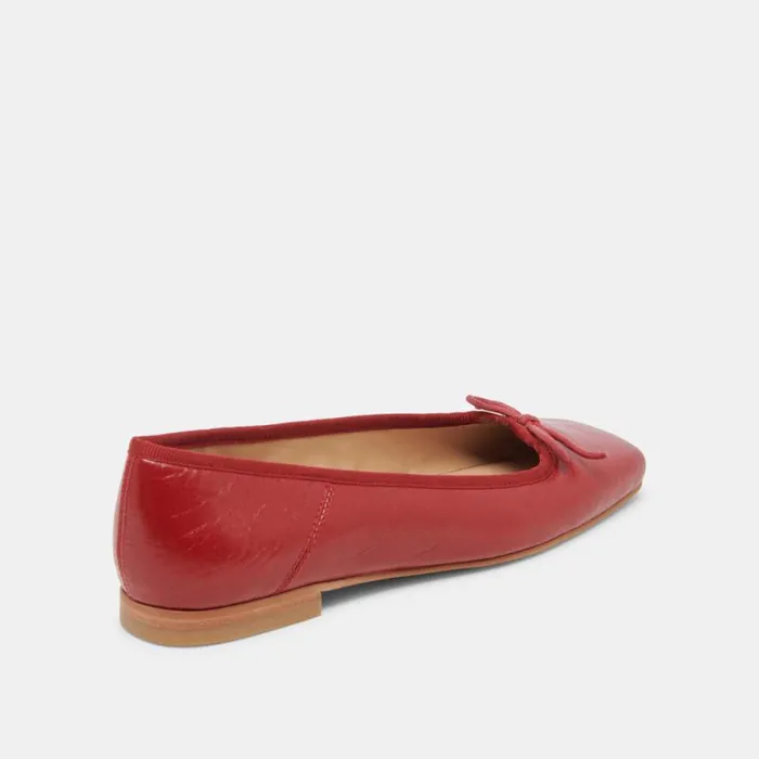 Dolce Vita Anisa Ballet Flats Red Crinkle Patent Women Flats and Loafers
