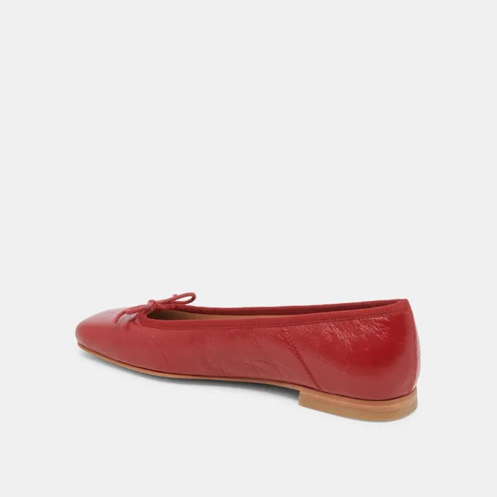 Dolce Vita Anisa Ballet Flats Red Crinkle Patent Women Flats and Loafers
