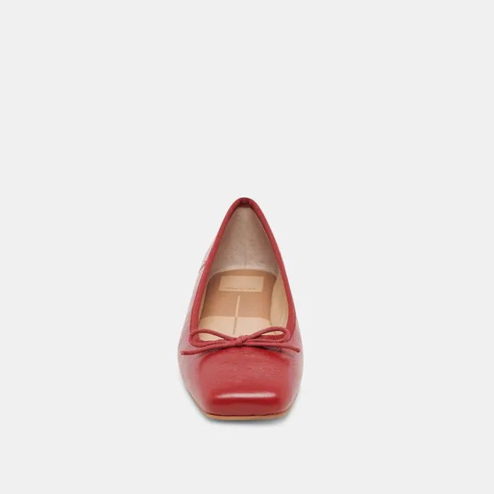 Dolce Vita Anisa Ballet Flats Red Crinkle Patent Women Flats and Loafers