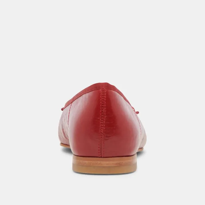 Dolce Vita Anisa Ballet Flats Red Crinkle Patent Women Flats and Loafers