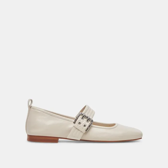 Dolce Vita Arora Ballet Flats Ivory Crinkle Patent Women Flats and Loafers