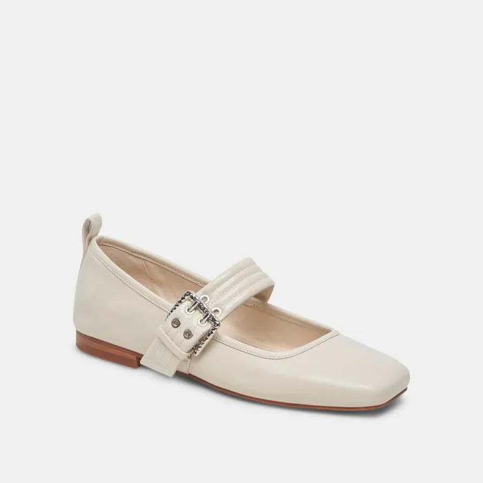 Dolce Vita Arora Ballet Flats Ivory Crinkle Patent Women Flats and Loafers