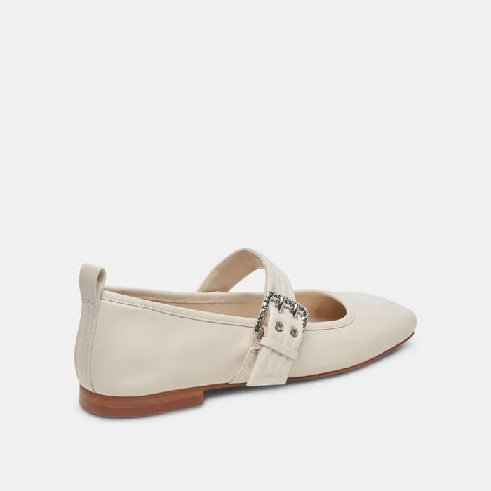 Dolce Vita Arora Ballet Flats Ivory Crinkle Patent Women Flats and Loafers
