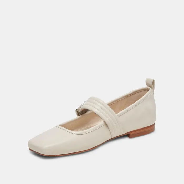 Dolce Vita Arora Ballet Flats Ivory Crinkle Patent Women Flats and Loafers