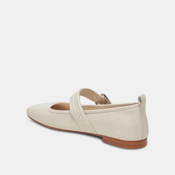 Dolce Vita Arora Ballet Flats Ivory Crinkle Patent Women Flats and Loafers