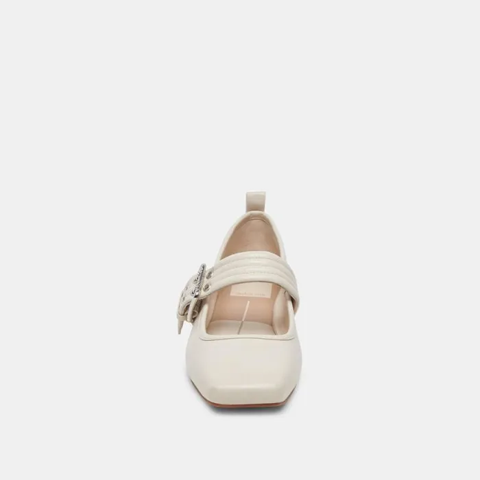 Dolce Vita Arora Ballet Flats Ivory Crinkle Patent Women Flats and Loafers