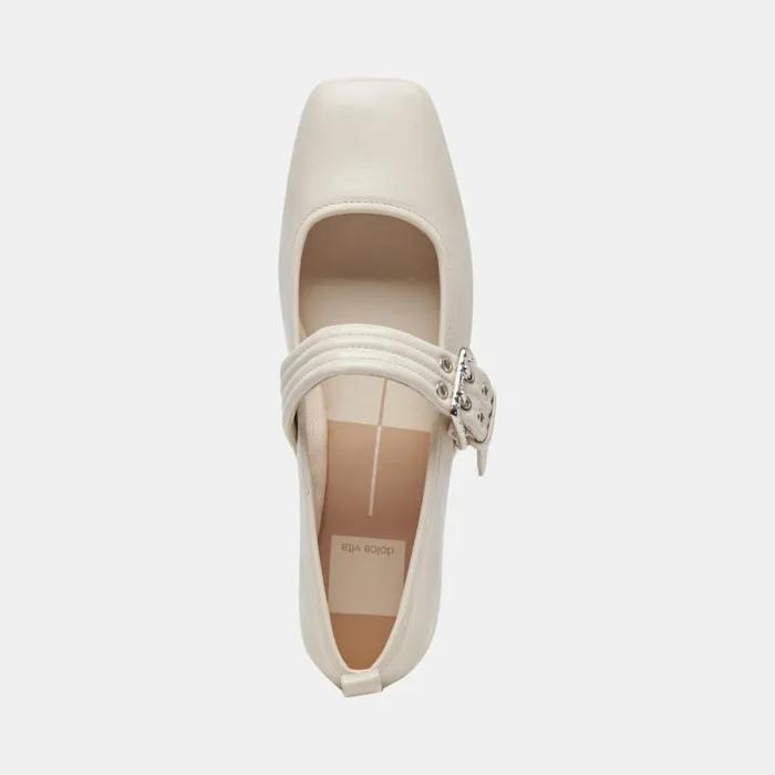 Dolce Vita Arora Ballet Flats Ivory Crinkle Patent Women Flats and Loafers