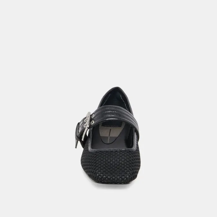 Dolce Vita Arora Ballet Flats Onyx Woven Mesh Women Flats and Loafers