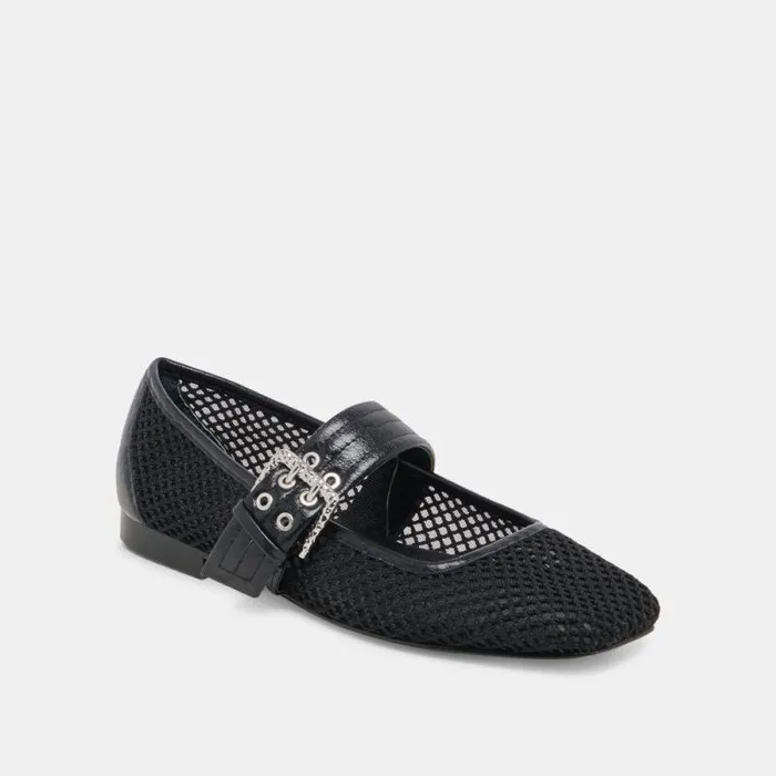Dolce Vita Arora Ballet Flats Onyx Woven Mesh Women Flats and Loafers
