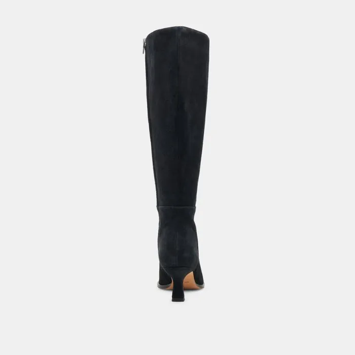Dolce Vita Auggie Wide Calf Boots Onyx Suede Women Boots and Booties