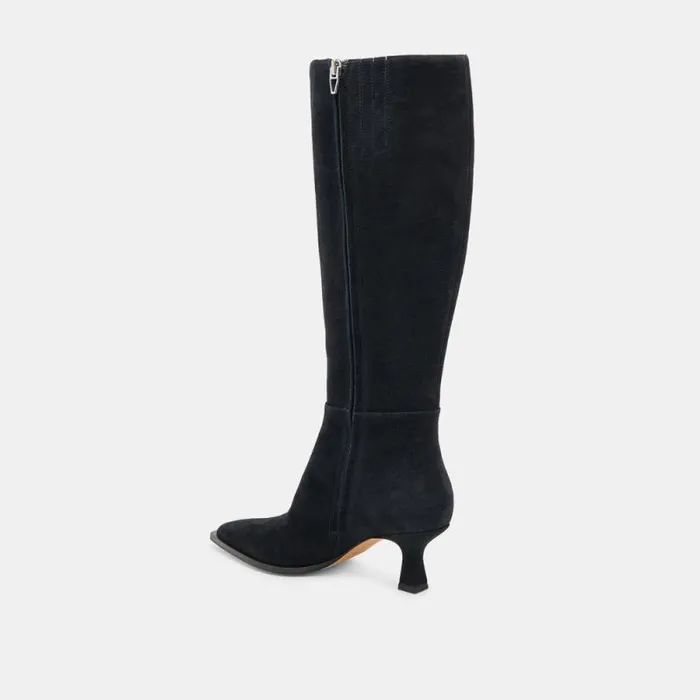 Dolce Vita Auggie Wide Calf Boots Onyx Suede Women Boots and Booties