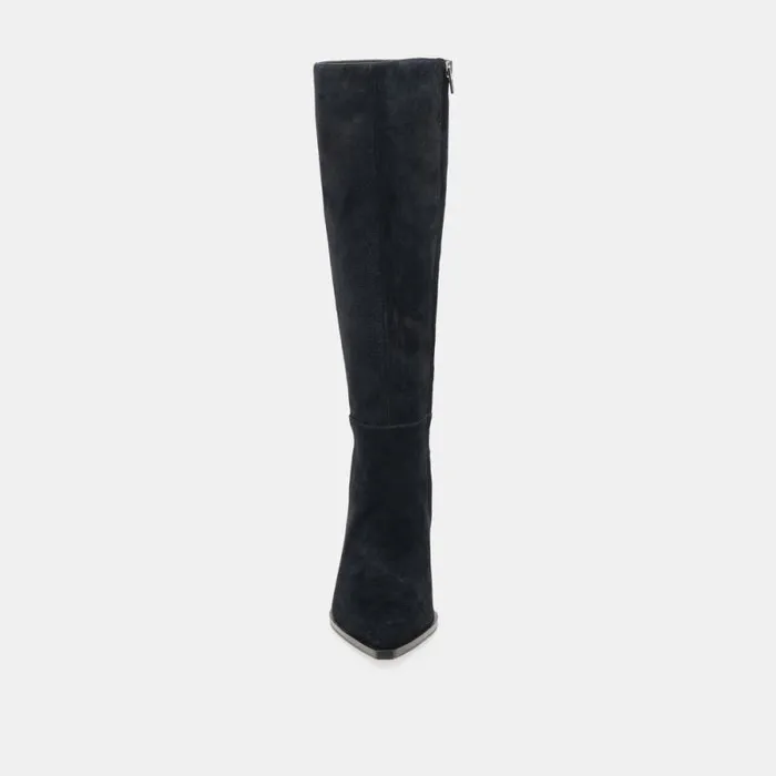 Dolce Vita Auggie Wide Calf Boots Onyx Suede Women Boots and Booties
