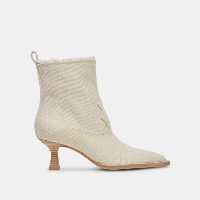 Dolce Vita Austin Boots Ivory Denim Women Boots and Booties