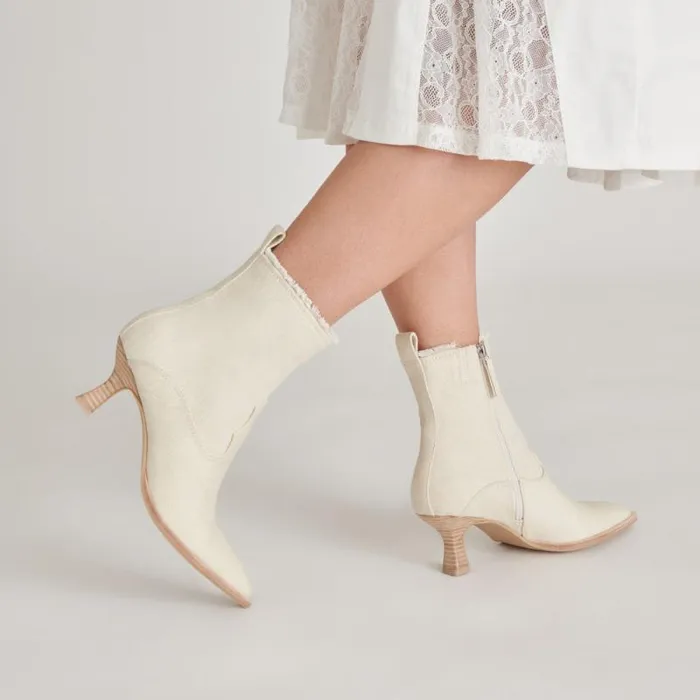 Dolce Vita Austin Boots Ivory Denim Women Boots and Booties