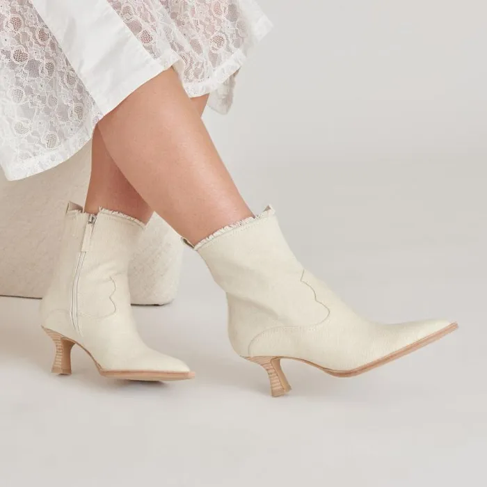 Dolce Vita Austin Boots Ivory Denim Women Boots and Booties