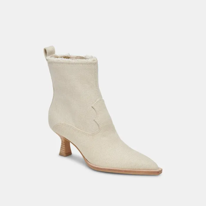 Dolce Vita Austin Boots Ivory Denim Women Boots and Booties