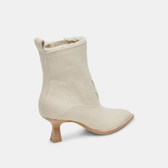 Dolce Vita Austin Boots Ivory Denim Women Boots and Booties
