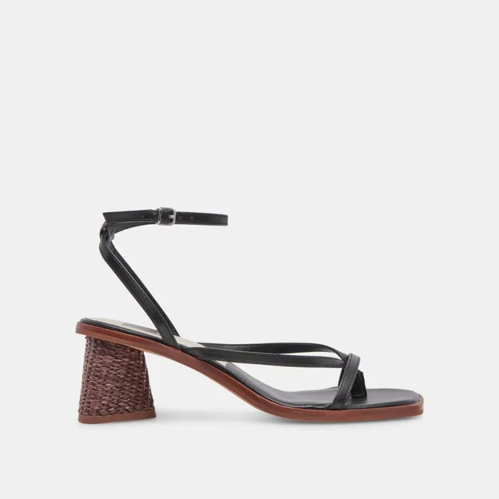 Dolce Vita Banita Sandals Black Leather Women Heels