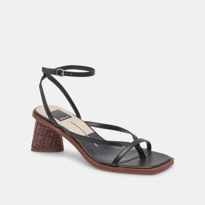 Dolce Vita Banita Sandals Black Leather Women Heels