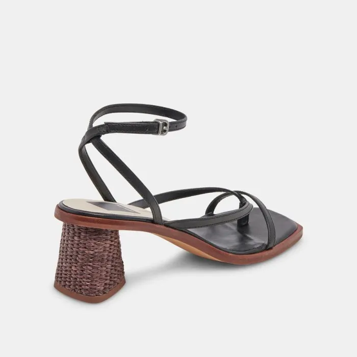 Dolce Vita Banita Sandals Black Leather Women Heels