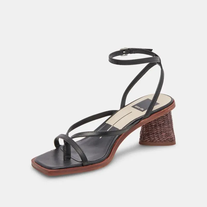 Dolce Vita Banita Sandals Black Leather Women Heels