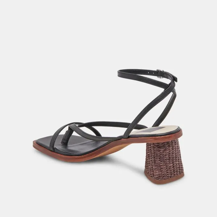 Dolce Vita Banita Sandals Black Leather Women Heels