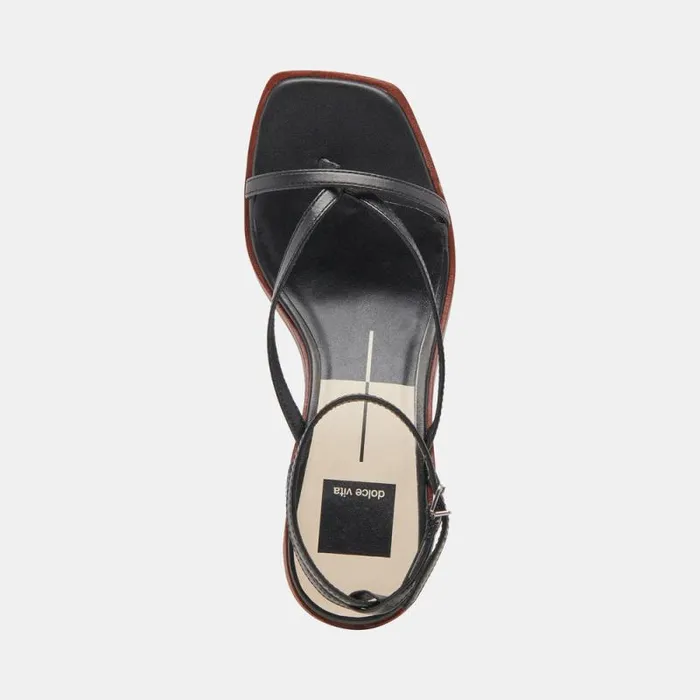 Dolce Vita Banita Sandals Black Leather Women Heels