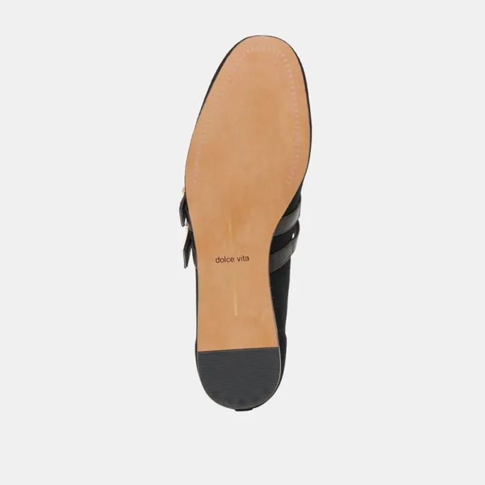Dolce Vita Baylee Ballet Flats Onyx Perforated Suede Women Flats and Loafers