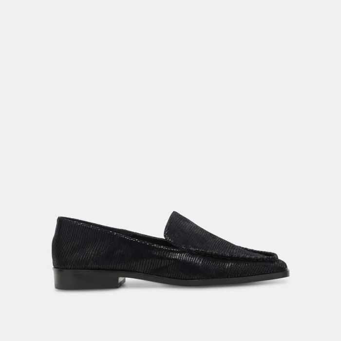 Dolce Vita Beny Flats Onyx Embossed Leather Women Flats and Loafers