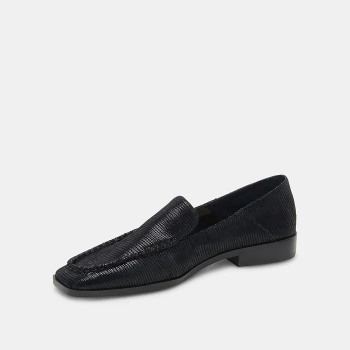 Dolce Vita Beny Flats Onyx Embossed Leather Women Flats and Loafers