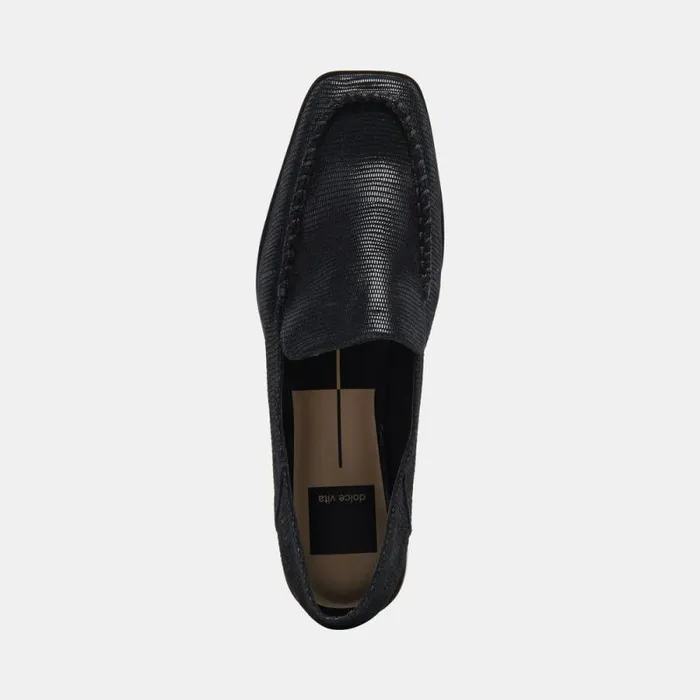 Dolce Vita Beny Flats Onyx Embossed Leather Women Flats and Loafers