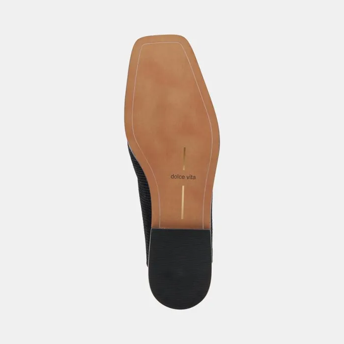 Dolce Vita Beny Flats Onyx Embossed Leather Women Flats and Loafers