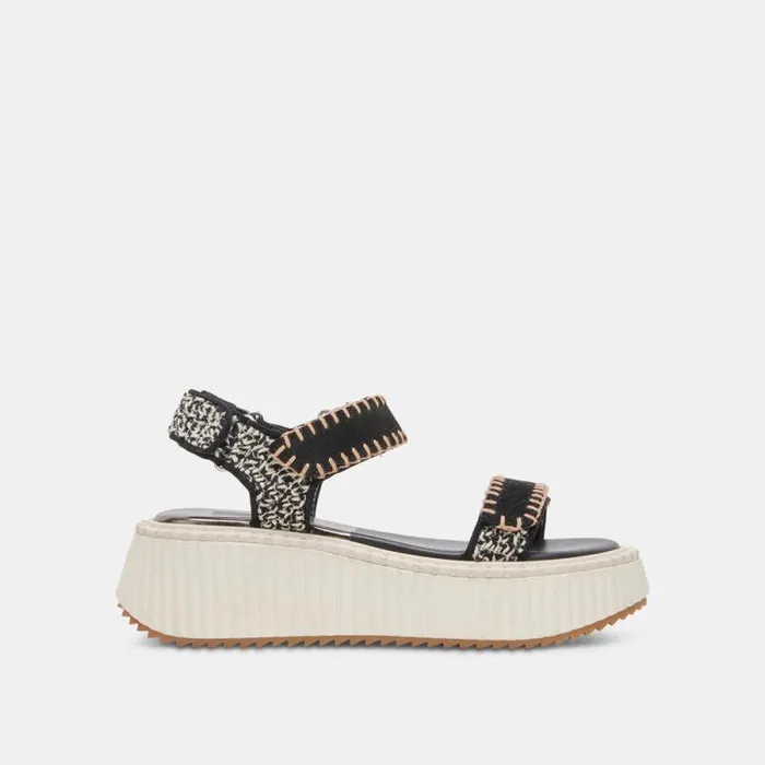 Dolce Vita Debra Sandals Black White Nubuck Women Sandals