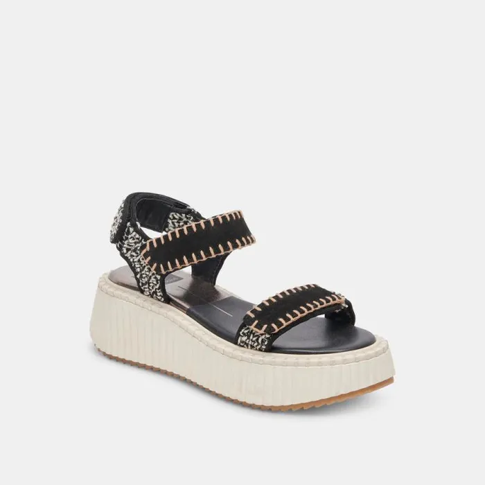 Dolce Vita Debra Sandals Black White Nubuck Women Sandals
