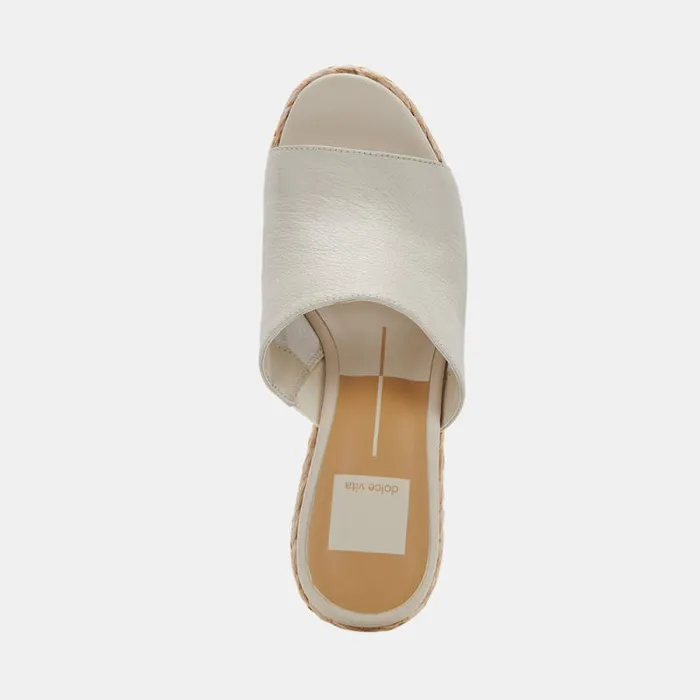 Dolce Vita Elora Heels Ivory Leather Women Mules and Clogs
